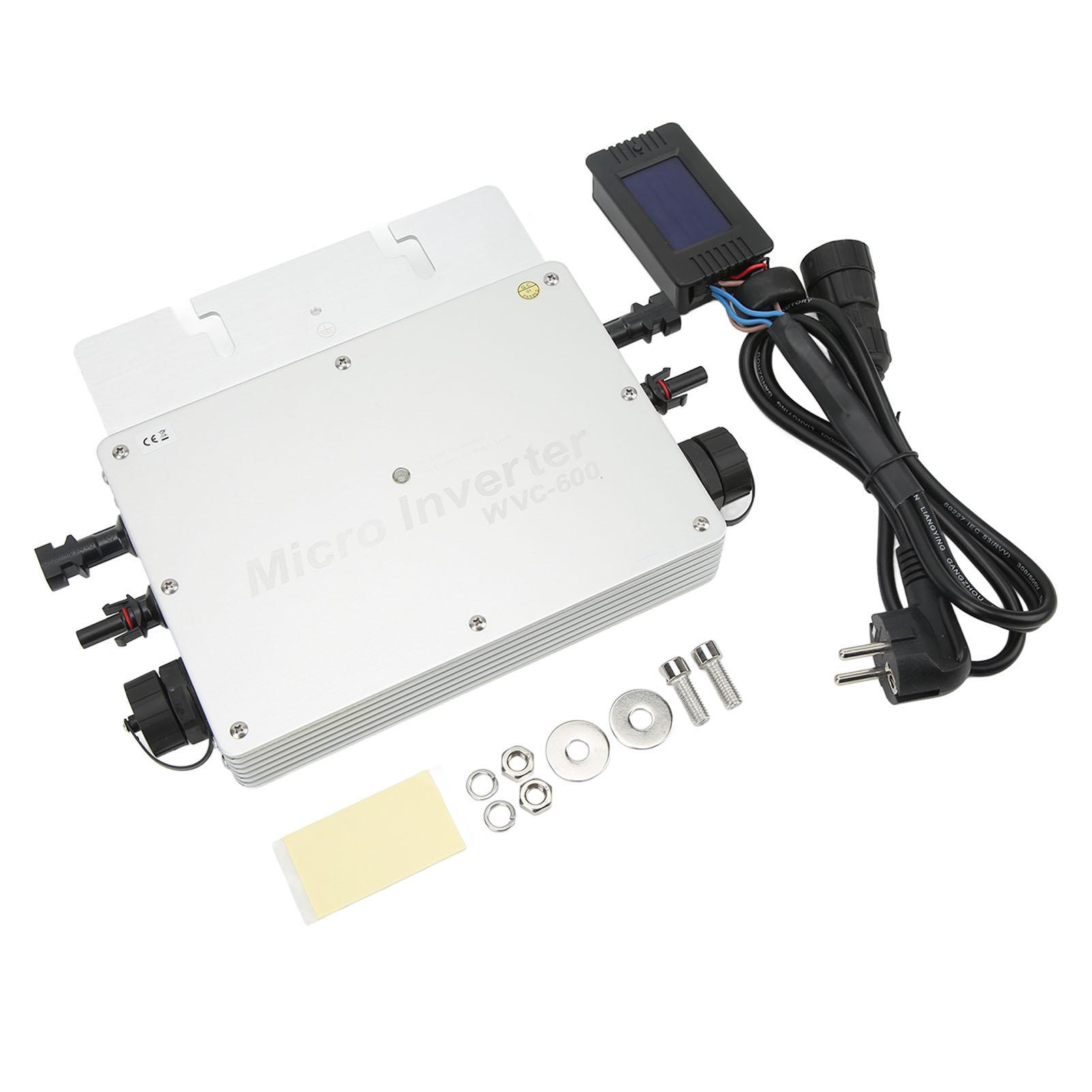 600 Вт Солнечный Сетевой Микроинвертор IP65 Водонепроницаемый Микроинвертор с Водонепроницаемым ЖК-экраном серебряный