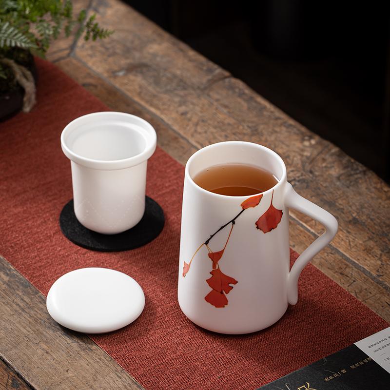 Mug with Lid Large Capacity Letter Creative Ceramic Water Cup Tea Cup Office Cup Customized Mutton Fat Jade Overglazed Color