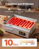 Commercial Electric Griddle, 535 x 300 mm, 3200W, 50-300°C Adjustable Temp Control, Stainless Steel Body, Half Grooved Half Flat, with 2 Spatulas, 2