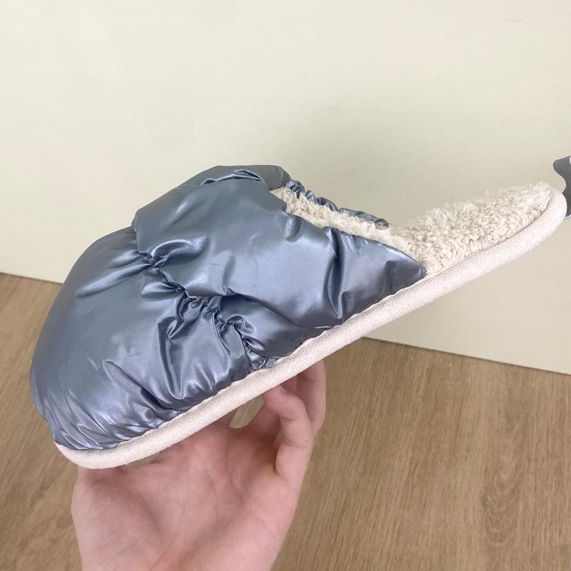 Slippers cotton slippers women wear Velcro can be torn couple thick bottom autumn and winter indoor waterproof non-slip cotton mop