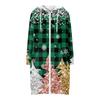 Women's Fashionable Christmas Printed Long Sleeved Drawstring Hooded Zipper Pocket Long Casual Sweatshirt Jacket