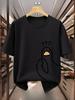 2026 Unisexs Pure Cotton Fashionable Casual Loose Sports Cartoon Pigeon Pattern Printed Round Neck Short Sleeved TShirt Top Ins