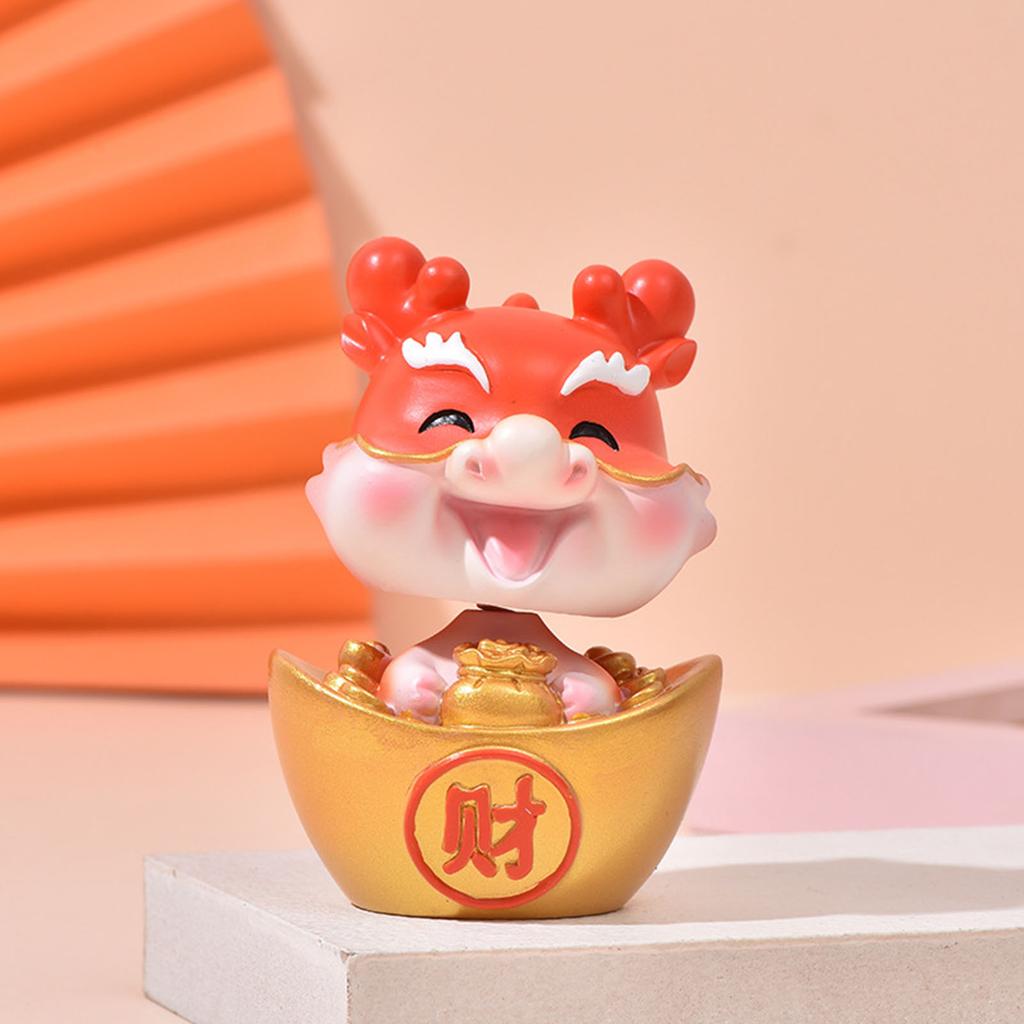 New Year Dragon Mascot Lucky Cartoon Shaking Head Doll Car Interior Decoration Ornament