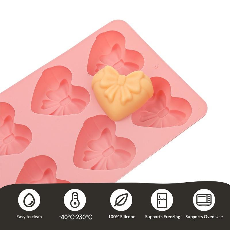Heart Bow Silicone Mold for 3D Chocolate Cake Fondant Candy Sugar Craft Multi Use Baking Tool