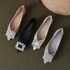 Weiwei Girl Rhinestone Pointed Toe Flats - Elegant Soft Sole Plus Size Shoes for Women