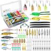 PLUSINNO Lure Bass Fishing Complete Guide Worms Various 102-Piece Set Case (Rectangular 21114cm) CrankbaitMetal JigSpinnerbaitTopwater PlugWorms Etc.