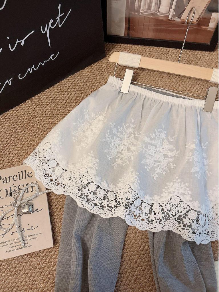 Korean High Waist Lace Mini Skirt - Women's Spring White Layered Design