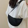 Solid Color Single Shoulder Bags Nylon Canvas Dumpling Bag Simple Hobo Crossbody Bag  Daily