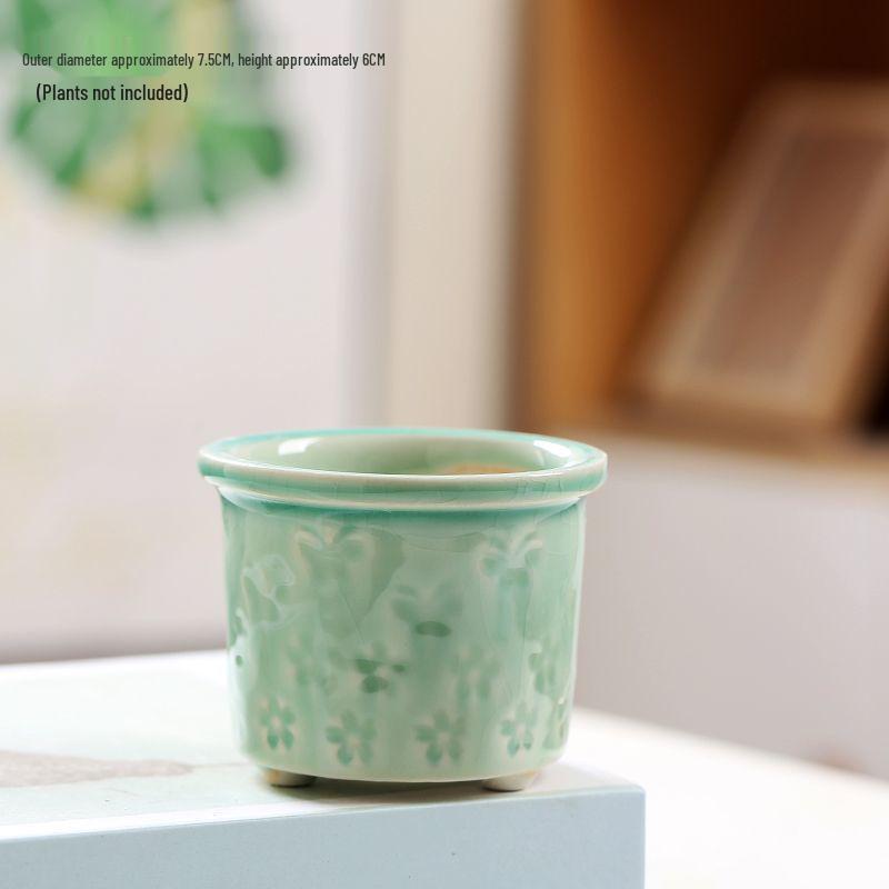 Creative Ceramic Butterfly Succulent Pot with Ice Crack Design - Breathable and Stylish Desktop Planter