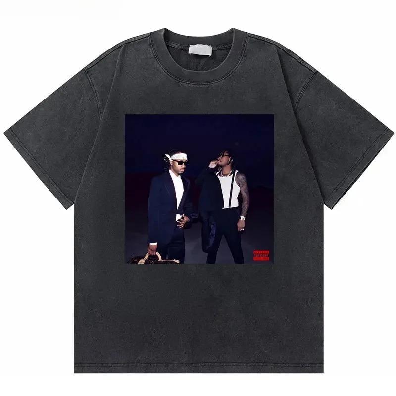 Oversized Acid-Wash Vintage Short-Sleeve T-Shirt Featuring Metro Boomin x Future "We Don't Trust You" Album Cover Graphic Print