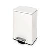 -emuca Selective Sorting Bin with Recycling Compartments, Lid Opens with Pedal, 1x12litres, Aluminium, Painted White