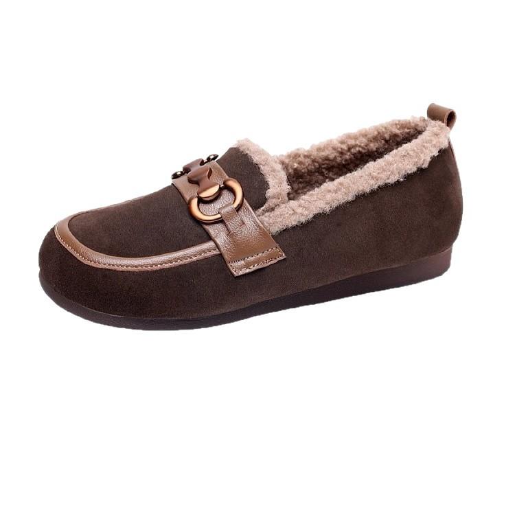 Mao Mao shoes women's winter wear 2025 new one-pedal Doudou shoes soft sole soft surface comfortable shoes velvet warm cotton shoes