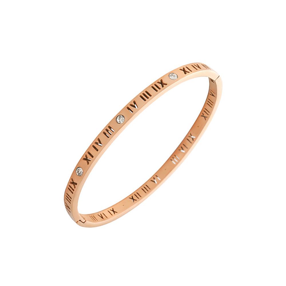 Rose Gold Bamboo Joint Titanium Steel Bangle - Luxurious, Non-fading, Diamond-studded, Waterproof Women's Bracelet.