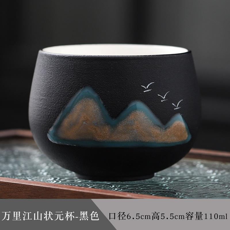 Hand-painted Wanli Jiangshan tea tasting cup ceramic teacup tea set Japanese dragon egg cup kung fu single cup master cup drinking tea bowl