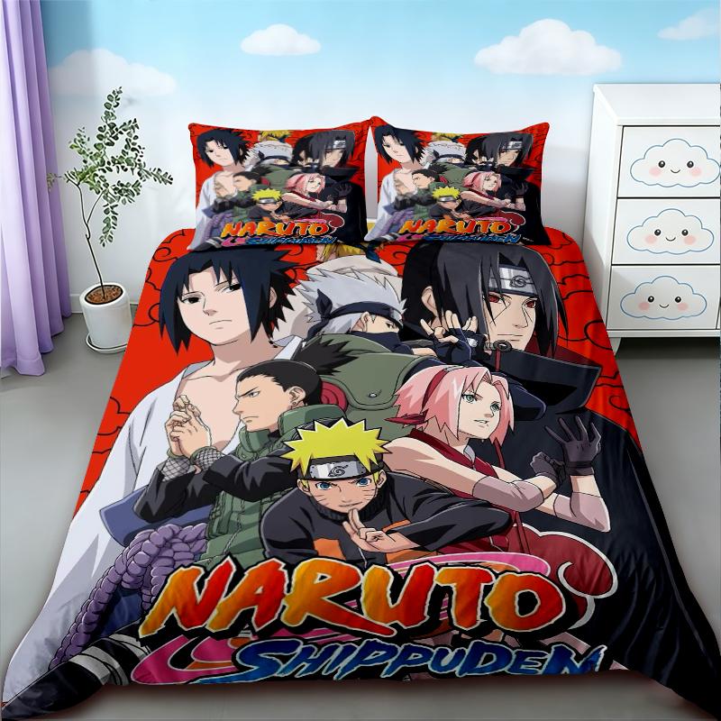 Boys Naruto Duvet Cover Anime Cartoon Bedding Set Comforter Cover Twin Full Single Size Teens Bedroom Dormitory Home Gifts