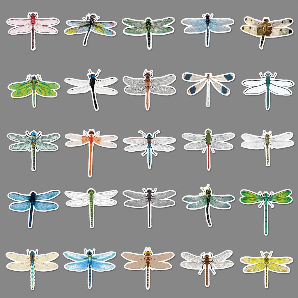 50 Dragonfly Cartoon Animal Stickers for Kids' DIY Journals, Notebooks, and Water Cups