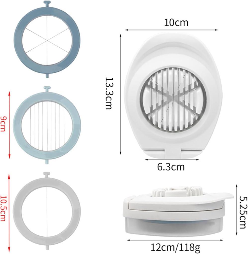 Egg Slicer for Kitchen Multifunctional Mold Artifact Gadget White Hard-Boiled Eggs, 3-Cut Design, Utensil, Cutter, Kitchenware,