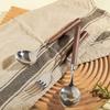 Cutlery Set with Walnut Wood Handle, Steak Knife Fork Spoon, Durable Thick Flatware for Steak, Dessert, Western Style Tableware
