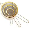 Gold Fine Mesh Strainer 3 Pieces Set, Golden Flour Sifter For Baking, Stainless Steel Clander, Gold Matcha Tea Strainer, Gravy Separator, Stasher
