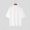 Men's Deep V-Neck T-Shirt Short Sleeve Lapel White Tee Summer Loose Fit Casual Tee
