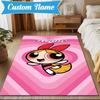 Benutzerdefinierter Name Powerpuff Abenteuer Teppich Spiel Teppich, Fußmatte für Schlafzimmer Wohnzimmer Eingangsbereich Teppich, Heimdeko Idee Geschenk für Weihnachten Geburtstag
