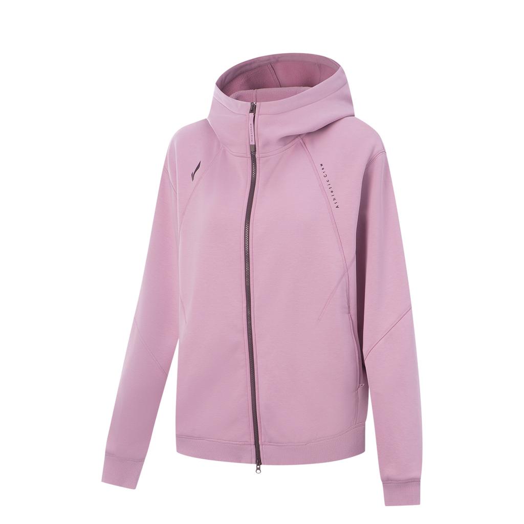 Li Ning Fitness Series Antibacterial Anti-Static Loose Hoodie Logo Jacket Women Outerwear AWDVH16-3