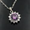 Jewelry Imitation 2 Carat Zircon Sunflower Necklace Women's Silver Plated Zircon Pendant Clavicle Chain