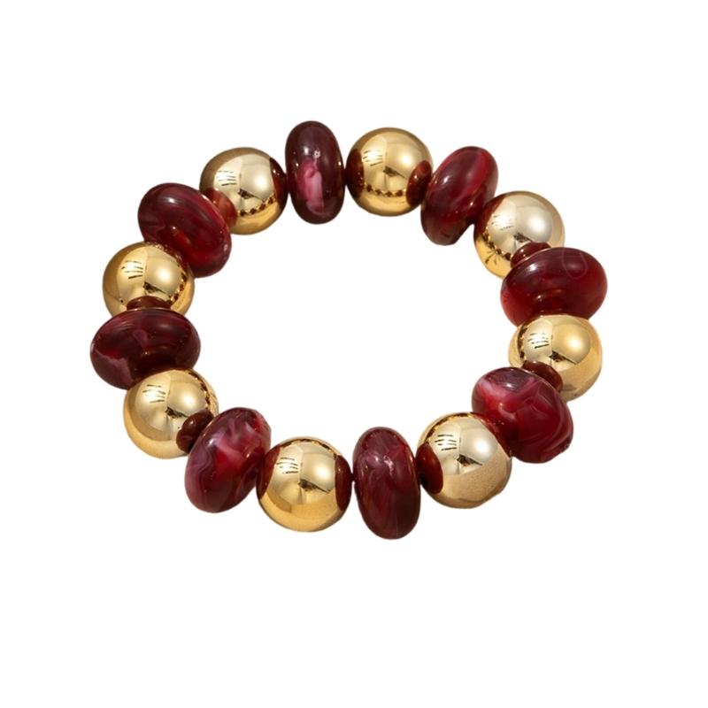 Vibrant Multicolor Acrylic Bead Bracelet Lightweight Waterproof Jewelry Wrist Chain For Everyday Wear & Party