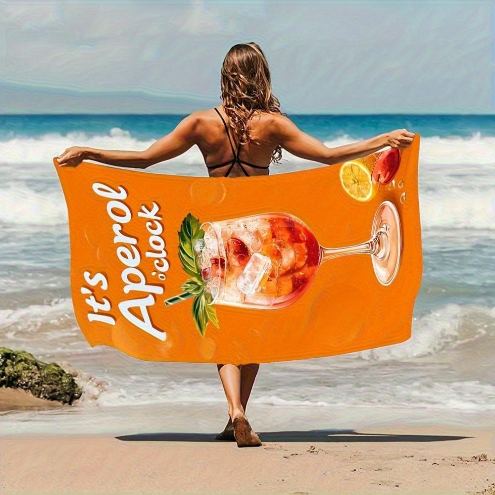 

1PC Aperol Spritz Beach Towel, Quick-Dry Polyester, Lightweight Soft for Swimming, Surfing & Camping, Unisex Travel Accessory, I W40*H60(CM)