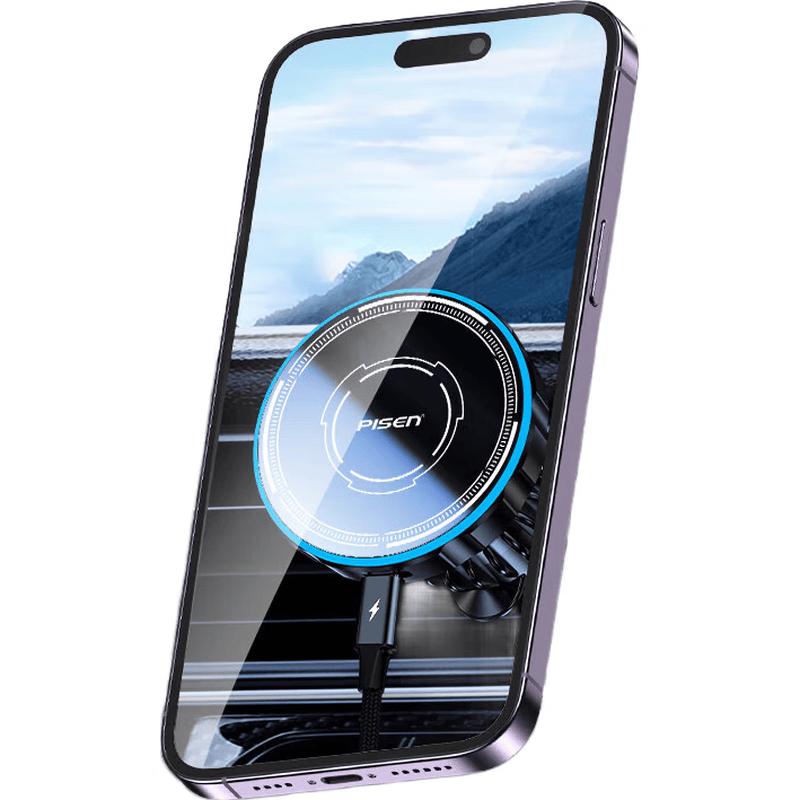 Pisen 15W Magnetic Wireless Charging Car Phone Holder