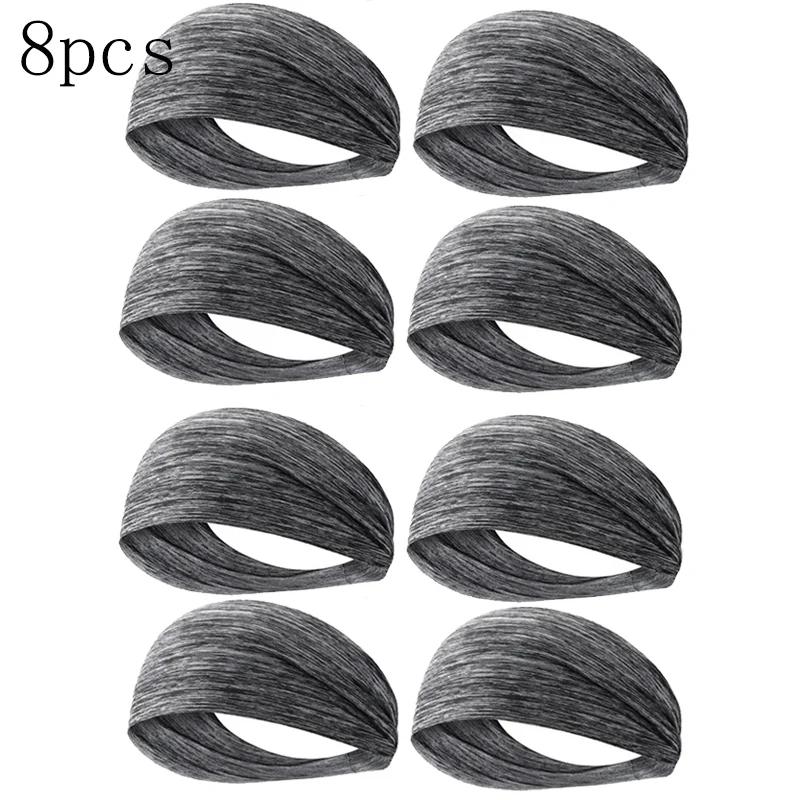 1-8PC sweatband for men women elastic sport hairbands head band yoga headbands headwear headwrap sports workout hair accessories