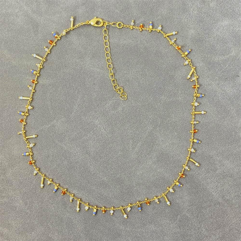 

Bohemian Spiky Bead Tassel Necklace - Short Clavicle Design