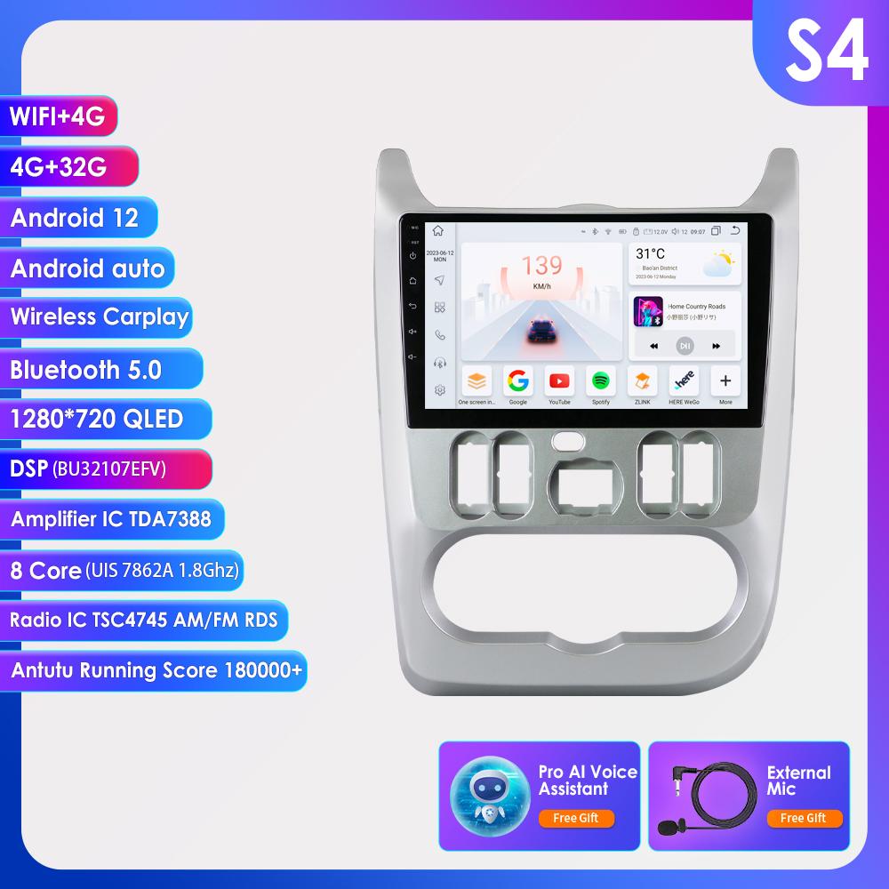 Hizpo 4G 9'' 10.33'' Sisteme inteligente AI CarPlay Android Auto Radio pentru Renault Logan 1 Sandero Lada Largus Ecran inteligent Auto Multimedia BT