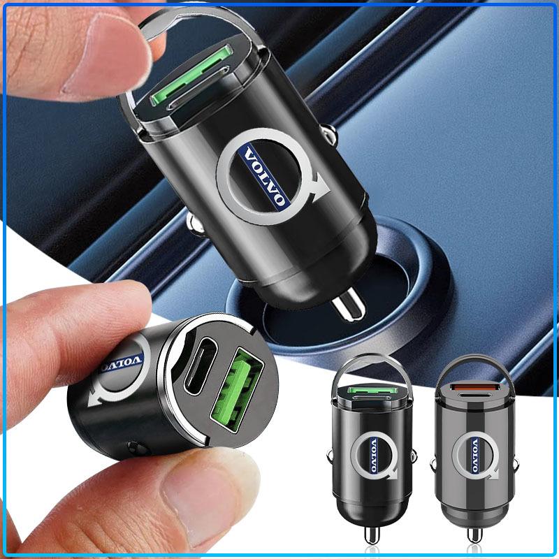 Mini Car Charger 12-24V Lighter Fast Charging Car USB Type C Charger For Volvo XC60 XC90 S60 S80 S40 V40 V60 V70 V50 XC70