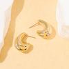 Retro Doudou C-shaped stud earrings French texture sense personalized fashion versatile light luxury sense wide face ear jewelry women