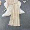 Summer Women Casual Perspective Knitted Sweater 3 Piece Set Sleeve Pullover Top Shawl and Long Midi Sheath Skirt Suit