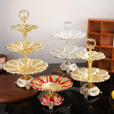 European Style Three-Tier Luxury Fruit Bowl & Snack Tray for Home