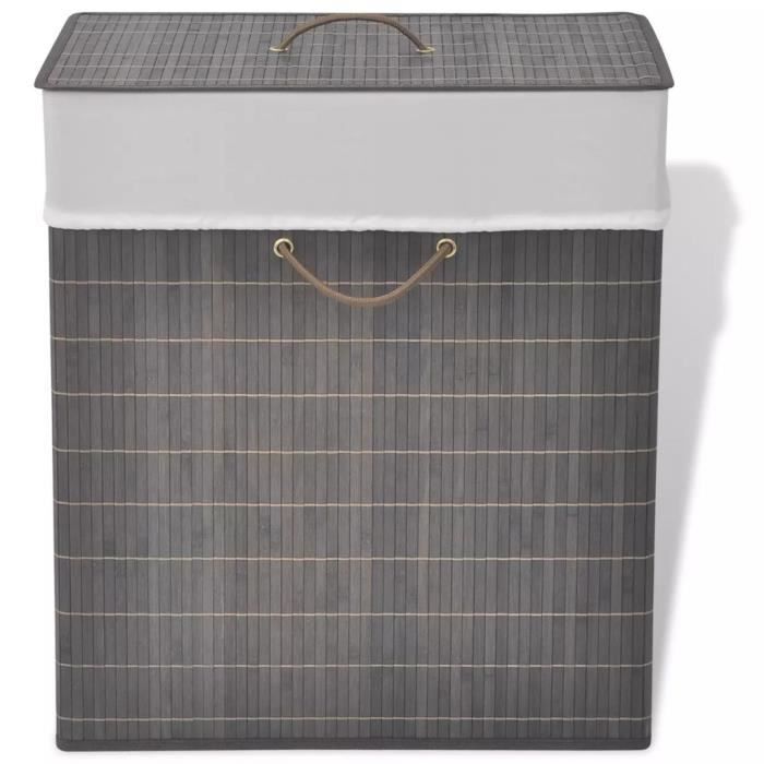 VidaXL Panier à linge rectangulaire Bambou Marron foncé