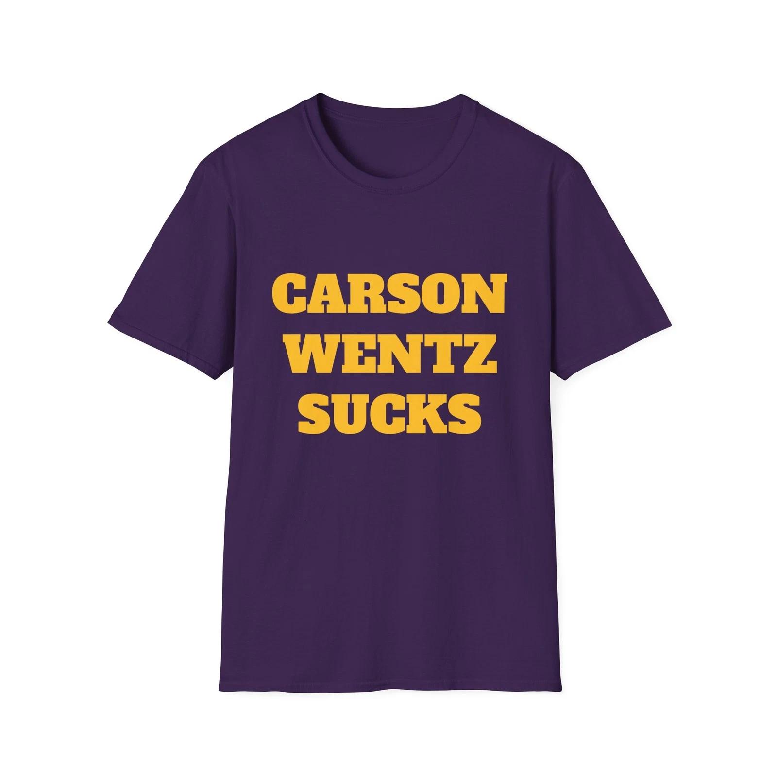 Carson Wentz Sucks Football Tee - Funny Minnesota Vikings T-Shirt, NFL Fan Gift 4XL