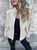 Women's Casual Woolen Tie-up Suit Jacket with Turn-down Collar and Faux Pockets - Autumn/Winter 2025 Collection