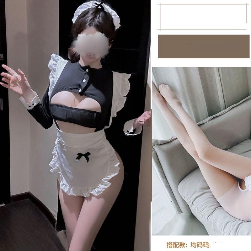 Erotic Underwear Female Pure Desire Sexy Pajamas Maid Outfit Qn Small Chest Open File Flirting Uniform Temptation Breast Exposure