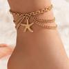 Bracelet de cheville à pompon couleur or argent style bohème, breloque serpent/étoile de mer/cœur, chaîne sexy pour jambe, bijoux de plage