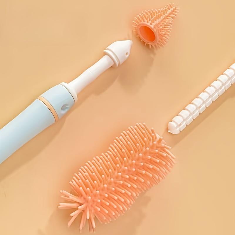Bottle Cleaning Kit - Nipple & Straw Brushes, Food-Grade Silicone Brush & Cleanser, Metal Handle, with Easter Gift for New Moms