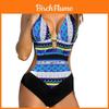 Costume da Bagno Sexy Estivo Scollato Cucito Stampato Fasciatura per Donne di Qualità Premium