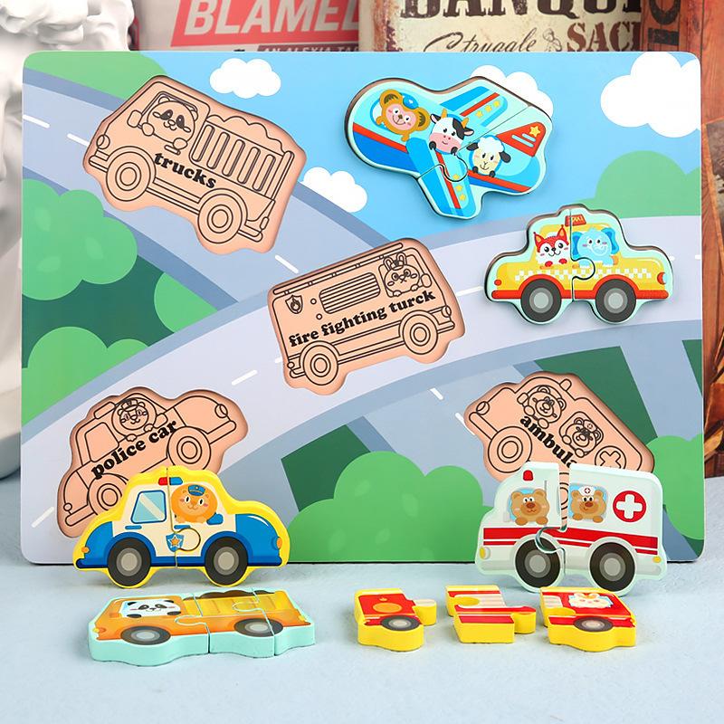 Children's Cartoon Animal Three-dimensional Puzzle Dinosaur Pairing Buckle Puzzle Puzzle Early Education Wooden Toy