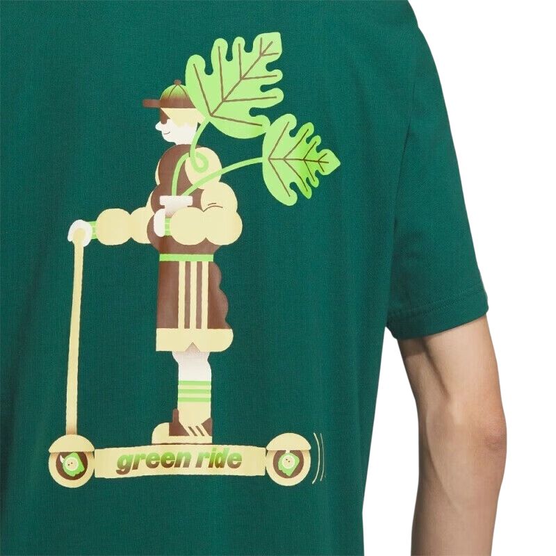Adidas Neo Alphabet Pattern Print Loose-Fit Breathable Round Neck Short Sleeve T-Shirt Men Tops Forest-Green IK5092