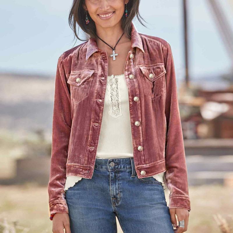 

Женская куртка из золотого бархата, женская куртка с длинным рукавом, карманом на пуговицах, короткая куртка, пальто 2XL светло-розовый