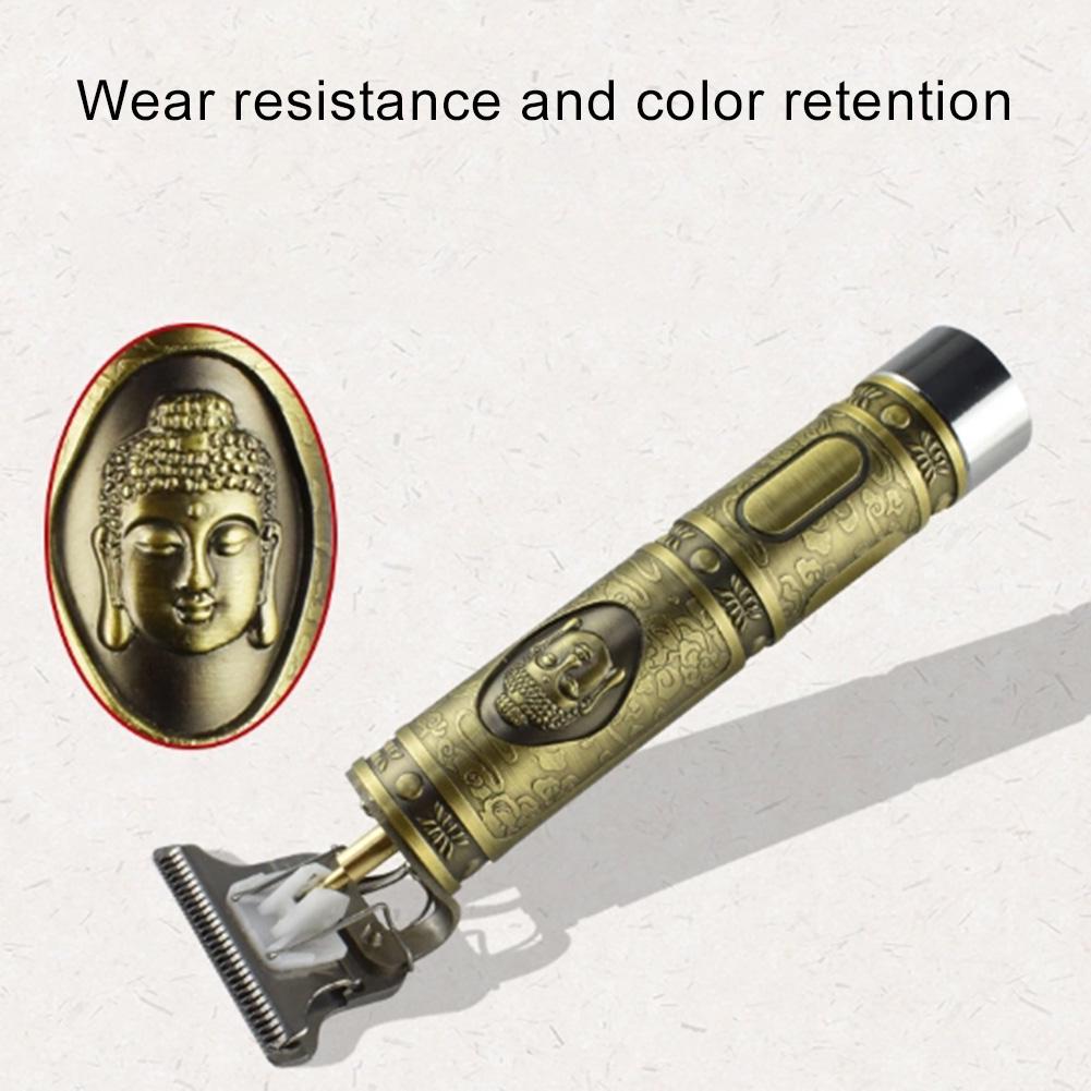 Haarschneider, Buddha geschnitzt Vintage Elektrisch Wiederaufladbar Haarschnitt Haartrimmer Schermaschine Set