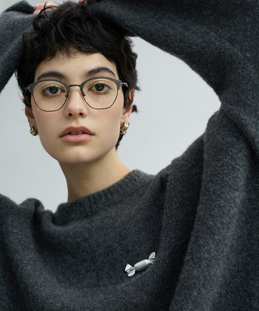 Lingkeonpeuleim E-051 Pure Titanium Eyeglass Frame Leopard