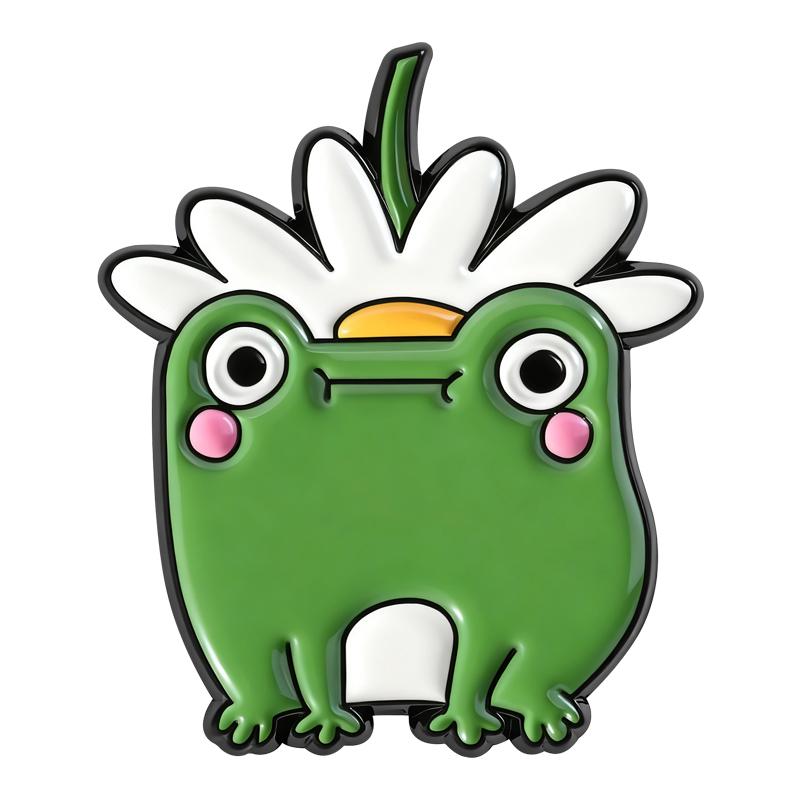 Flowers Leaf Hat Enamel Pins Cat Rabbit Bunny Frog Duck Brooches Badges Cute Cartoon Animal Jewelry Gift for Pet Friends